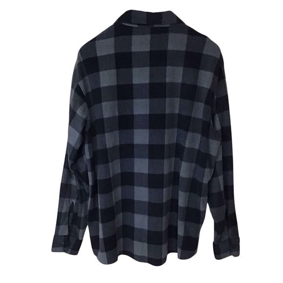 Wrangler Black Gray Plaid Fleece Button Up Shacket Shirt L - Picture 3 of 10